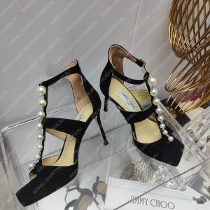 JIMMY CHOO AURA 95 EMBELLISHED SANDLAS BLACK AURA95SZR - Image 3