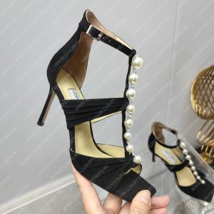 JIMMY CHOO AURA 95 EMBELLISHED SANDLAS BLACK AURA95SZR - Image 5