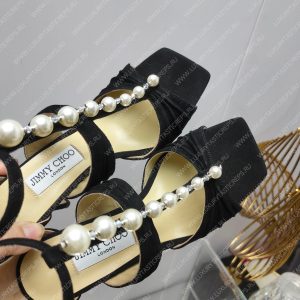 JIMMY CHOO AURA 95 EMBELLISHED SANDLAS BLACK AURA95SZR - Image 6