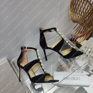 JIMMY CHOO AURA 95 EMBELLISHED SANDLAS BLACK AURA95SZR - Image 7