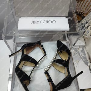JIMMY CHOO AURA 95 EMBELLISHED SANDLAS BLACK AURA95SZR - Image 8