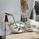 JIMMY CHOO AURA 95 EMBELLISHED SANDLAS WHITE AURA95SZR