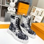 LOUIS VUITTON FLORAL ANKLE BOOTS WHITE 1A9HAC