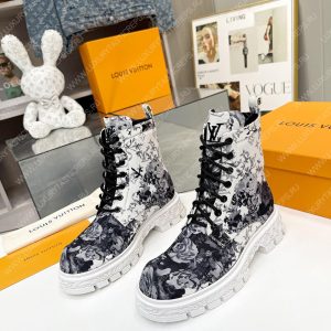 LOUIS VUITTON FLORAL ANKLE BOOTS WHITE 1A9HAC - Image 3