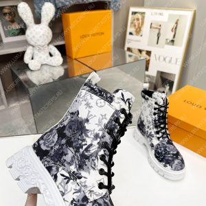 LOUIS VUITTON FLORAL ANKLE BOOTS WHITE 1A9HAC - Image 4