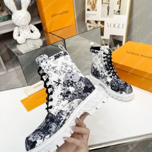 LOUIS VUITTON FLORAL ANKLE BOOTS WHITE 1A9HAC - Image 5