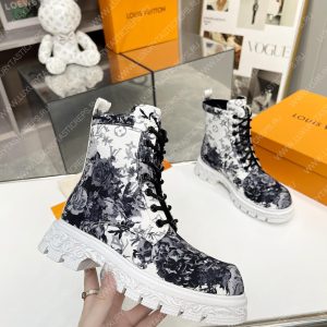 LOUIS VUITTON FLORAL ANKLE BOOTS WHITE 1A9HAC - Image 6