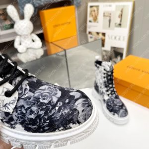 LOUIS VUITTON FLORAL ANKLE BOOTS WHITE 1A9HAC - Image 8