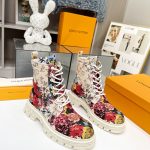 LOUIS VUITTON FLORAL ANKLE BOOTS WHITE 1A9HAC