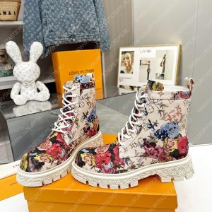 LOUIS VUITTON FLORAL ANKLE BOOTS WHITE 1A9HAC - Image 3