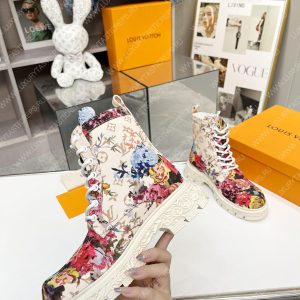 LOUIS VUITTON FLORAL ANKLE BOOTS WHITE 1A9HAC - Image 4