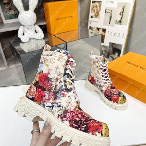 LOUIS VUITTON FLORAL ANKLE BOOTS WHITE 1A9HAC - Image 6