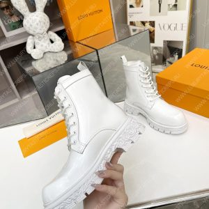 LOUIS VUITTON FLORAL ANKLE BOOTS WHITE 1A9HAC - Image 3