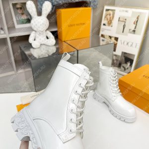 LOUIS VUITTON FLORAL ANKLE BOOTS WHITE 1A9HAC - Image 4