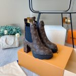 LOUIS VUITTON BEAUBOURG PLATFORM ANKLE BOOTS BROWN 1A8QCK