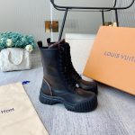 LOUIS VUITTON RUBY FLAT RANGER BOOTS BLACK 1AB12T
