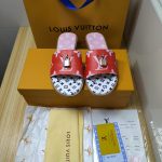 LOUIS VUITTON MULE PLATE LOCK IT WHITE AND RED 1A64MN