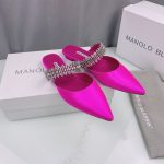MANOLO BLAHNIK LUTARAFLAT BRIGHT PINK 421-1156-0009