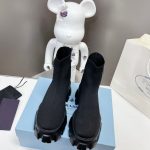 PRADA MONOLITH KNIT BOOTIES BLACK 1T115N