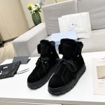 PRADA GABARDINE LACE-UP BOOTIES BLACK 1T492M