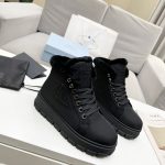 PRADA NYLON LACE-UP BOOTIES BLACK 1T490M