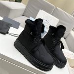 PRADA GABARDINE LACE-UP BOOTIES BLACK 1T492M