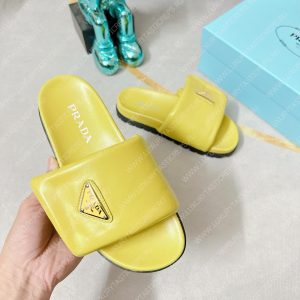 PRADA SOFT PADDED SLIDES YELLOW 1XX648 - Image 4