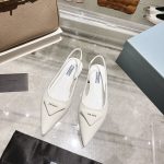 PRADA BRUSHED LEATHER SLINGBACKS WHITE 1I565M