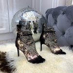 RENE CAOVILLA JEWEWLLED HIGH-HEELED SANDALS GLAXIA BLACK C10220