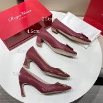 ROGER VIVIER TROMPETTE METAL BUCKLE PUMPS PURPLE RVW40015