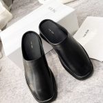 THE ROW LEATHER MULES BLACK 1052361