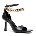 VERSACE MEDUSA CHAIN HIGH HEEL SANDALS BLACK 1004186