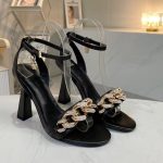 VERSACE MEDUSA CHAIN HIGH HEEL SANDALS BLACK  1005898