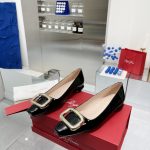 ROGER VIVIER VIV CHOC METAL BUCKLE BALLERINAS BLACK RVW65032