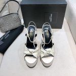 YVES SSAINT LAURENT BIANCA PLATFORM SANDALS WHITE 606713AAA