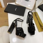 YVES SAINT LAURENT TRIBUTE PLATFORM SANDALS BLACK 315487AAA