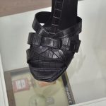 YVES SAINT LAURENT TRIBUTE SANDALS IN CROCODILE-EMBOSSED LEATHER BLACK 6206731YQ