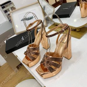 YVES SAINT LAURENT TRIBUTE PLATFORM SANDALS BRONZE 315487AAA - Image 3