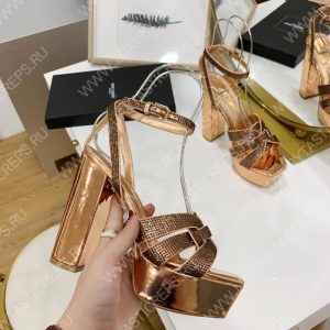 YVES SAINT LAURENT TRIBUTE PLATFORM SANDALS BRONZE 315487AAA - Image 7