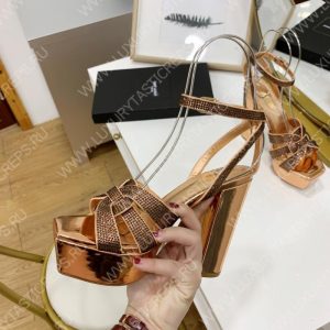 YVES SAINT LAURENT TRIBUTE PLATFORM SANDALS BRONZE 315487AAA - Image 8