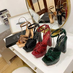 YVES SAINT LAURENT TRIBUTE PLATFORM SANDALS BRONZE 315487AAA - Image 9