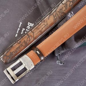 BERLUTI SIGNATURE SCRITTO LEATHER BELT TOBACCO BIS C0063 - Image 4