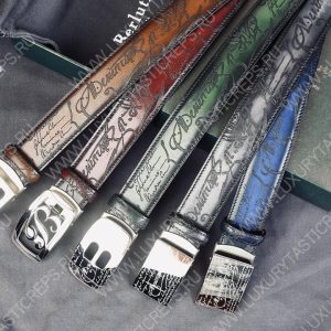 BERLUTI SIGNATURE SCRITTO LEATHER BELT TOBACCO BIS C0063 - Image 8