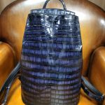 BERLUTI CROC EMBOSED LEATHER BACKPACK BLUE S1243-V3
