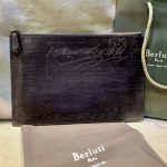 BERLUTI SCRITTO LEATHER POUCH BLACK JOUR-V3