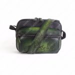 BERLUTI SCRITTO MESSENGER BAG BLACK GREY AND GREEN S-1063