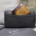 BERLUTI SCRITTO LEATHER LONG ZIPPED WALLET BLACK JOUR-V2